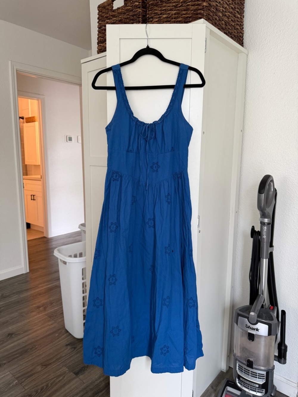 GAP Royal Blue Sleeveless Embroidered Midi Dress